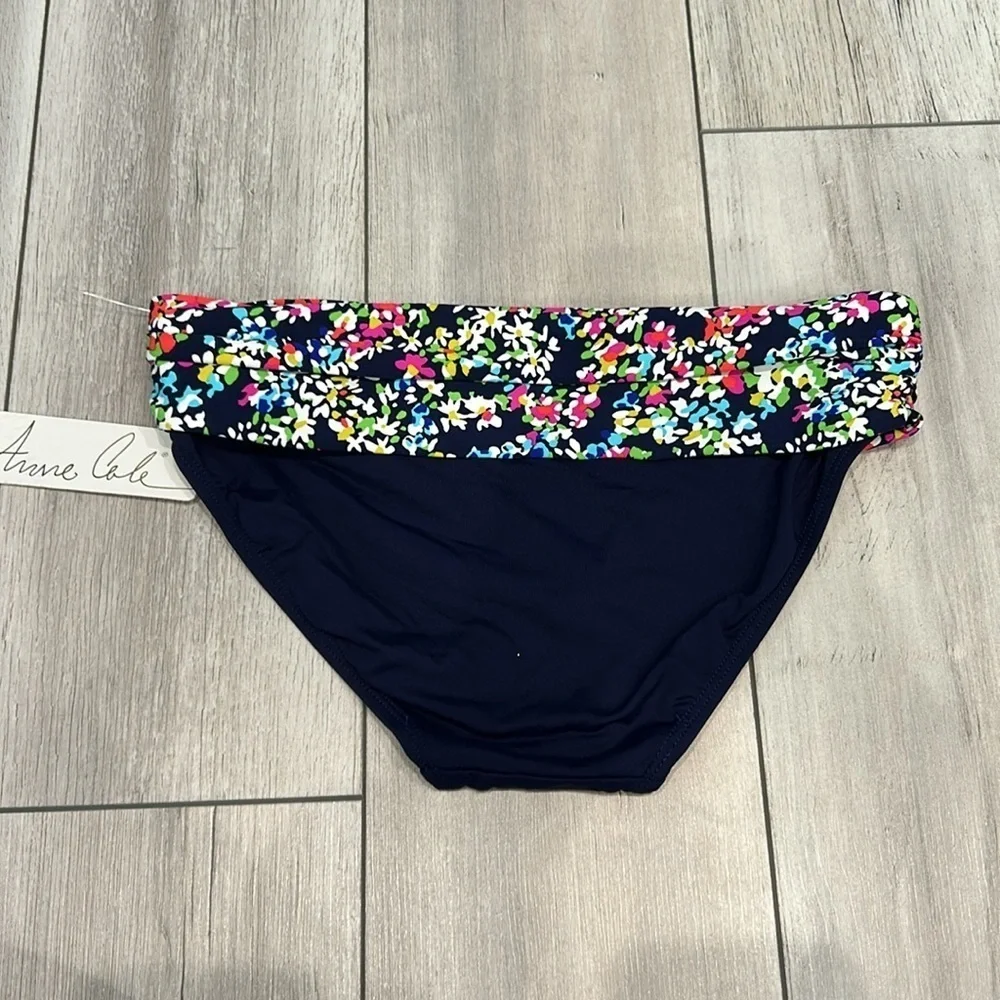 Anne Cole floral banded multi color swim bikini bottoms size XS